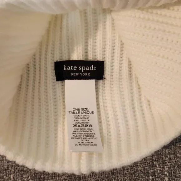 Kate Spade New York Ivory, Pearl Embellished Beanie NWT - Picture 3 of 3